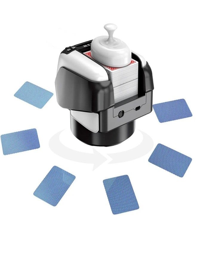 JERN Automatic Card Shuffler and Dealer For Card Game, 2-Deck Capacity, 360-Degree Rotating, USB Rechargeable, Black - Image 1